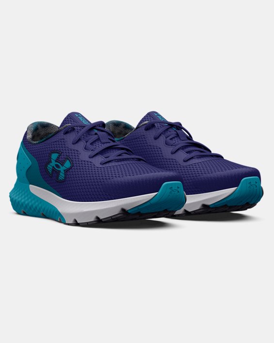 Boys' Grade School UA Charged Rogue 3 Running Shoes, Blue, pdpMainDesktop image number 3